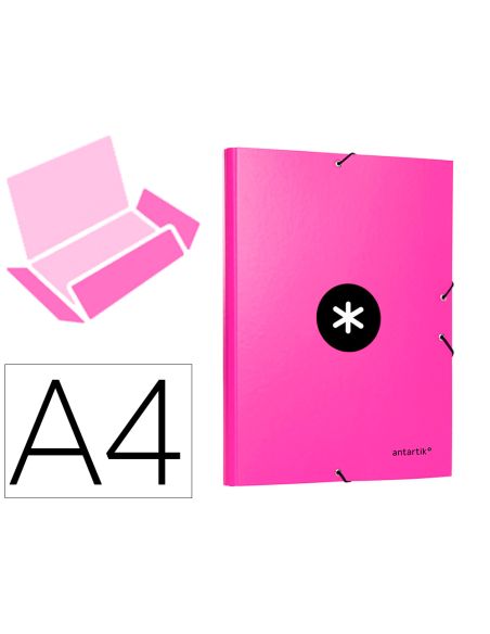 Carpeta Antartik Gomas Tres Solapas Carton Forrado A4 Color Rosa