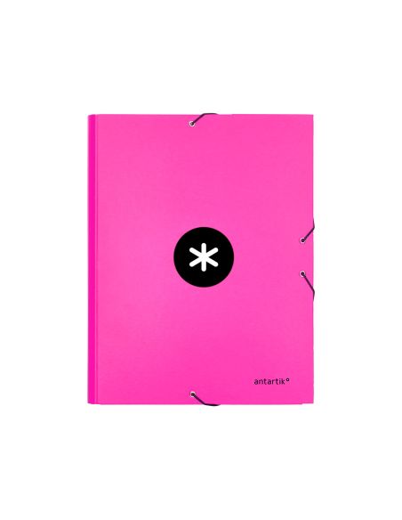 Carpeta Antartik Gomas Tres Solapas Carton Forrado A4 Color Rosa