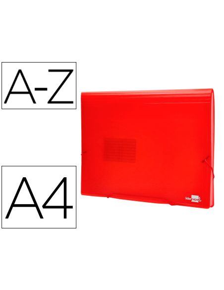 Carpeta Liderpapel Clasificador Fuelle 32110 Polipropileno Din A4 Roja Transparente 13 Departamentos
