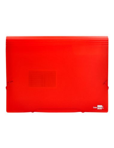 Carpeta Liderpapel Clasificador Fuelle 32110 Polipropileno Din A4 Roja Transparente 13 Departamentos