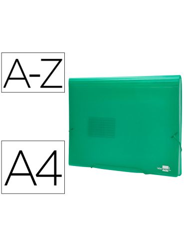 Carpeta Liderpapel Clasificador Fuelle 32113 Polipropileno Din A4 Verde Transparente 13 Departamentos