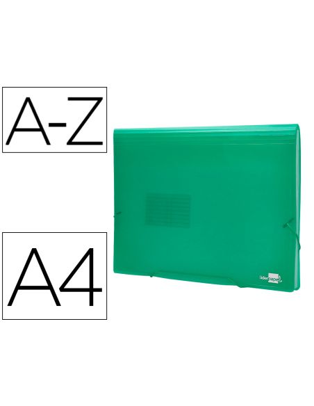 Carpeta Liderpapel Clasificador Fuelle 32113 Polipropileno Din A4 Verde Transparente 13 Departamentos