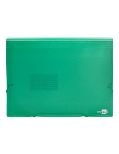 Carpeta Liderpapel Clasificador Fuelle 32113 Polipropileno Din A4 Verde Transparente 13 Departamentos