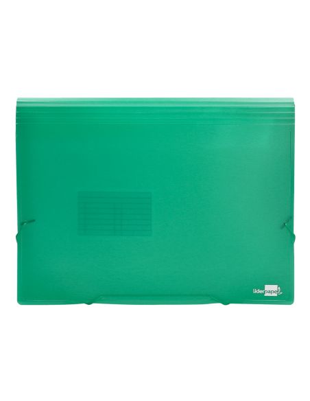 Carpeta Liderpapel Clasificador Fuelle 32113 Polipropileno Din A4 Verde Transparente 13 Departamentos