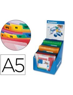 Carpeta Liderpapel Clasificador Fuelle Polipropileno A5 Expositor De 12 Unidades Colores Surtidos