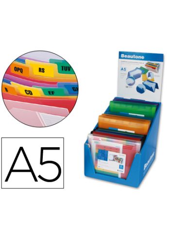 Carpeta Liderpapel Clasificador Fuelle Polipropileno A5 Expositor De 12 Unidades Colores Surtidos