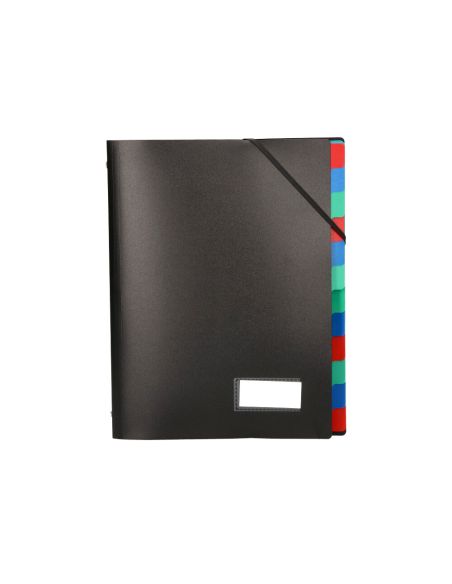 Carpeta Liderpapel Clasificadora Polipropileno Din A4 Negra -Portafirmas -12 Departamentos