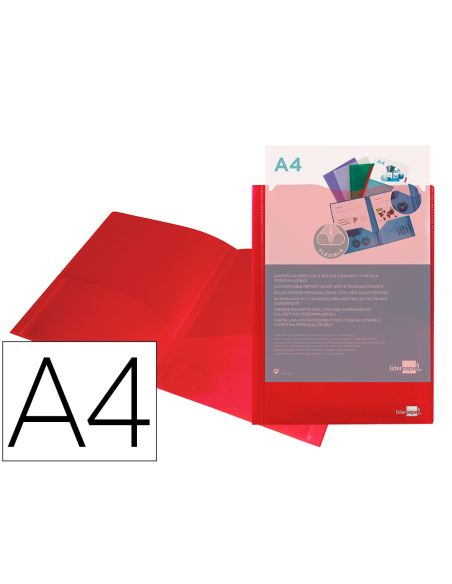 Carpeta Liderpapel Dossier Dos Bolsas Canguro 45680 Polipropileno Din A4 Roja