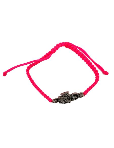 Pulsera Macrame Rosa C/Silueta Metal Auxiliadora