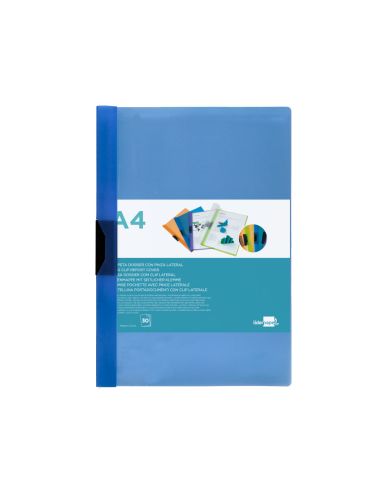 Carpeta Liderpapel Dossier Pinza Lateral 45302 Polipropileno Din A4 Azul 30 Hojas Pinza Deslizante
