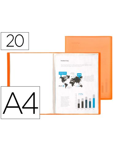 Carpeta Liderpapel Escaparate 47041 20 Fundas Polipropileno Traslucida Din A4 Naranja Frosty
