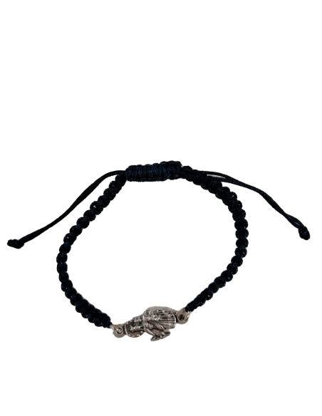 Pulsera Macrame Azul Oscuro C/Silueta Auxiliadora