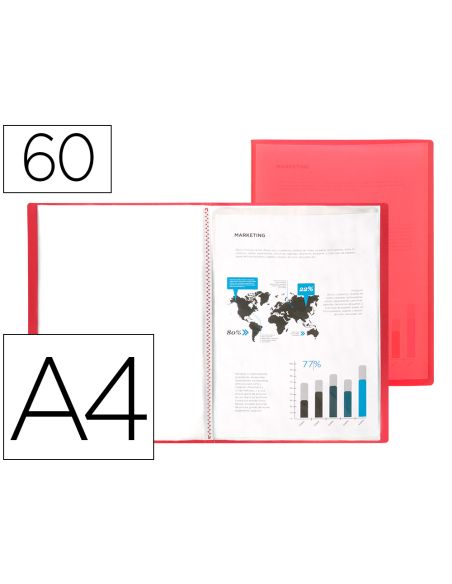 Carpeta Liderpapel Escaparate 47070 60 Fundas Polipropileno Din A4 Rojo Translucido