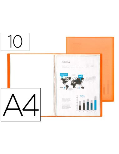 Carpeta Liderpapel Escaparate 47481 10 Fundas Polipropileno Traslucida Din A4 Naranja Frosty