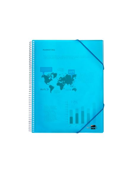 Carpeta Liderpapel Escaparate Con Espiral 10 Fundas Polipropileno Din A4 Azul