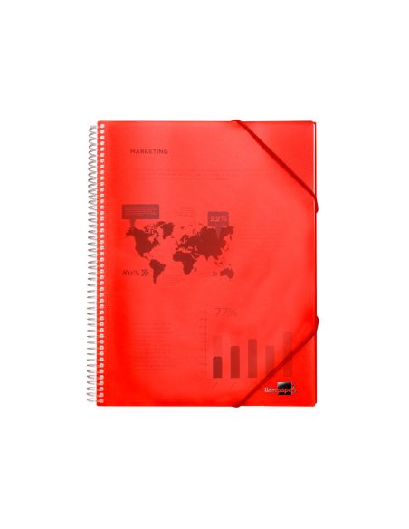 Carpeta Liderpapel Escaparate Con Espiral 10 Fundas Polipropileno Din A4 Rojo