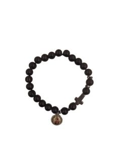 Pulsera Negra Con Cruz Hematite V. Del Carmen