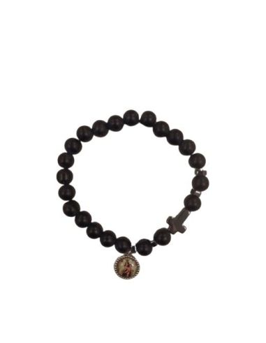 Pulsera Negra Con Cruz Hematite V. Del Carmen