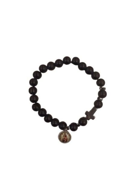 Pulsera Negra Con Cruz Hematite V. Del Carmen
