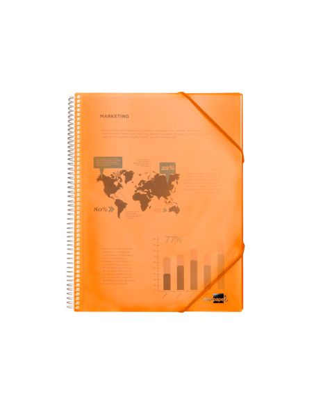 Carpeta Liderpapel Escaparate Con Espiral 60 Fundas Polipropileno Din A4 Naranja