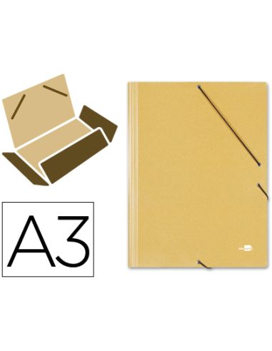 Carpeta Liderpapel Gomas Tres Solapas Carton Prespan A3 Color Amarillo