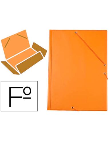 Carpeta Liderpapel Gomas Tres Solapas Carton Forrado Pvc Folio Color Naranja