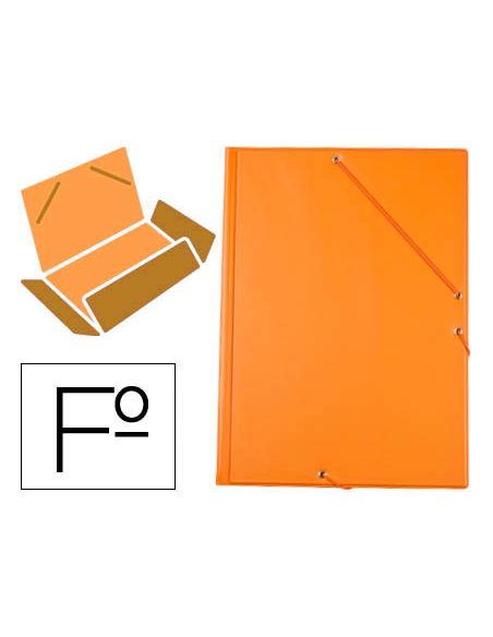 Carpeta Liderpapel Gomas Tres Solapas Carton Forrado Pvc Folio Color Naranja