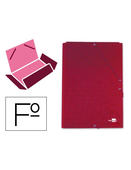 Carpeta Liderpapel Gomas Tres Solapas Carton Forrado Folio Color Rojo