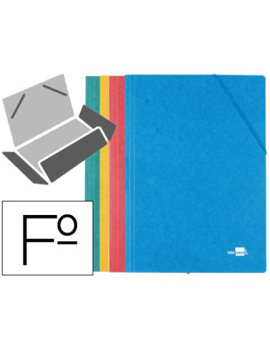 Carpeta Liderpapel Gomas Tres Solapas Carton Simil Prespan Folio Pack De 4 Unidades Colores Surtidos