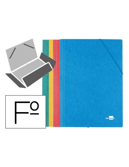 Carpeta Liderpapel Gomas Tres Solapas Carton Simil Prespan Folio Pack De 4 Unidades Colores Surtidos