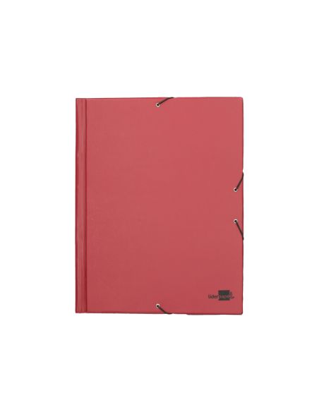 Carpeta Liderpapel Gomas Tres Solapas Plastico Folio Color Rojo