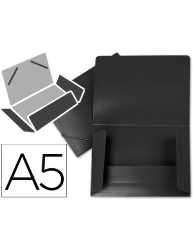 Carpeta Liderpapel Gomas Tres Solapas Polipropileno Din A5 Color Negro Opaco