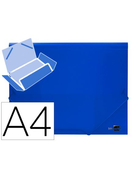 Carpeta Liderpapel Gomas Tres Solapas Polipropileno Din A4 Color Azul Translucido