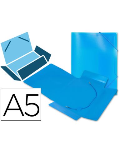Carpeta Liderpapel Gomas Tres Solapas Polipropileno Din A5 Color Azul