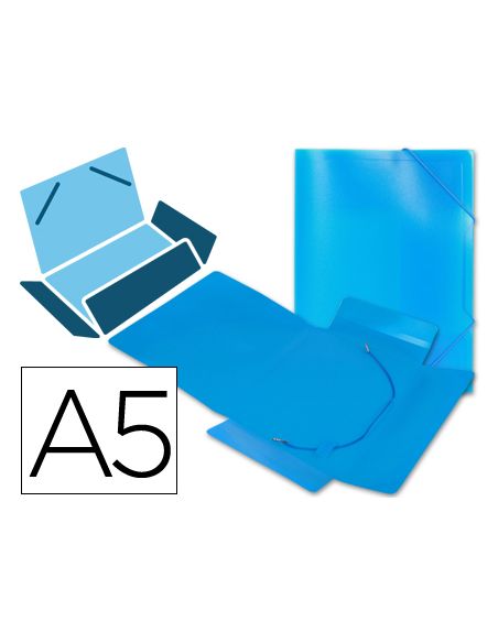 Carpeta Liderpapel Gomas Tres Solapas Polipropileno Din A5 Color Azul