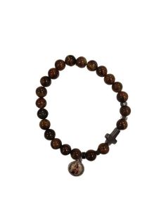 Pulsera Ojo De Tigre Con Cruz Hematite V. Del Carmen