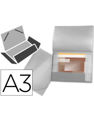Carpeta Liderpapel Portadocumentos 44804 Solapas Polipropileno Din A3 Transparente Translucido Lomo Flexible