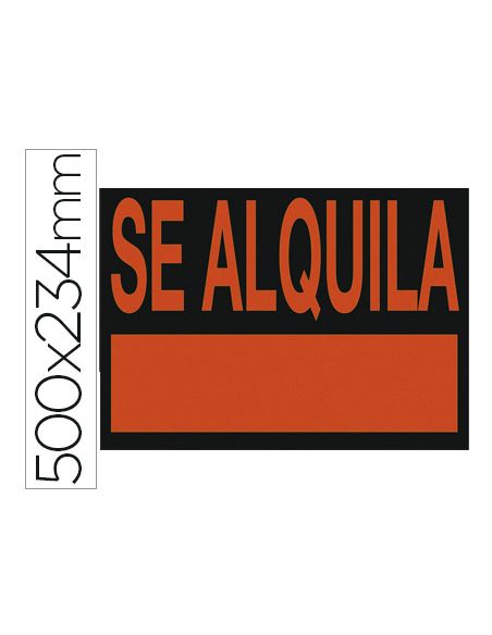 Cartel Plastico Archivo 2000 "Se Alquila" Rojo Fluorescente 500X234 Mm