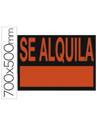 Cartel Plastico Archivo 2000 "Se Alquila" Rojo Fluorescente 700X500 Mm