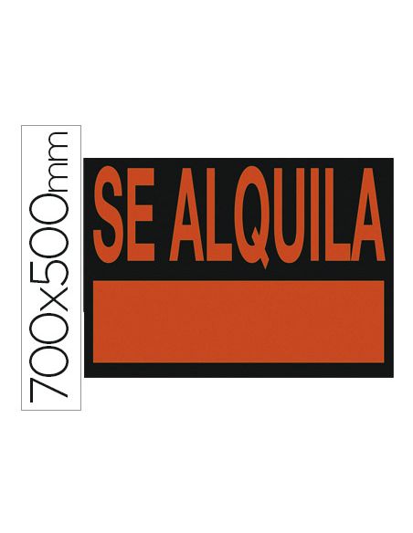 Cartel Plastico Archivo 2000 "Se Alquila" Rojo Fluorescente 700X500 Mm