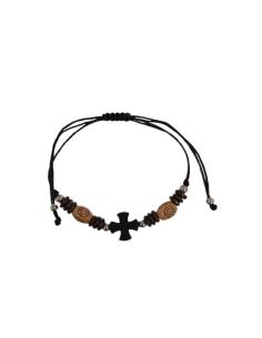 Pulsera Madera Ajustable Cruz (24)- En Vacio