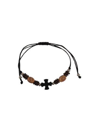 Pulsera Madera Ajustable Cruz (24)- En Vacio