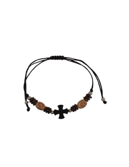 Pulsera Madera Ajustable Cruz (24)- En Vacio