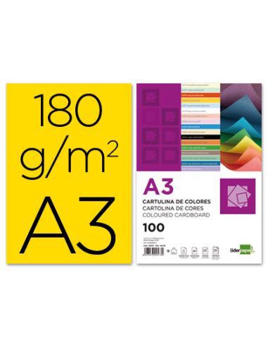 Cartulina Liderpapel A3 180G/M2 Amarillo Paquete De 100 Hojas