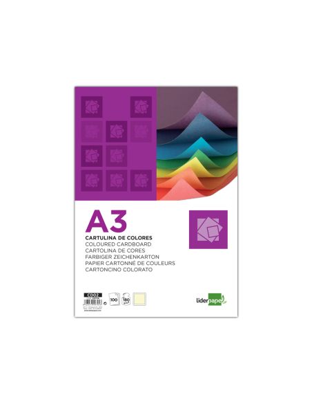 Cartulina Liderpapel A3 180G/M2 Amarillo Paquete De 100 Hojas
