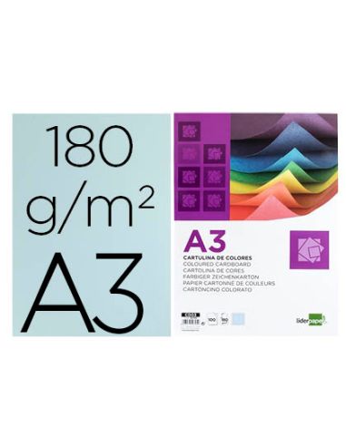 Cartulina Liderpapel A3 180G/M2 Celeste Paquete De 100 Hojas