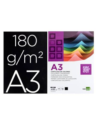 Cartulina Liderpapel A3 180G/M2 Negro Paquete De 100 Hojas