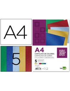 Cartulina Liderpapel A4 235 G/M2 Metalizada 5 Colores Surtidos Paquete De 50 Hojas