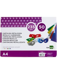 Cartulina Liderpapel A4 235 G/M2 Metalizada 5 Colores Surtidos Paquete De 50 Hojas 2