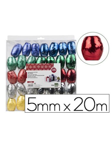 Cinta Fantasia Liderpapel Barrilete 5 Mm X 20 Mt Colores Metalizados Surtidos
